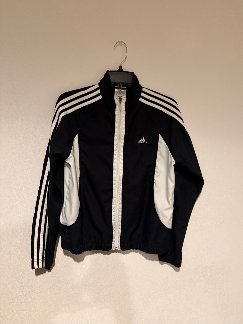 adidas Black and White Zip-Up Track Jacket